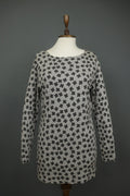 GUDRUN SJODEN Black Gray Floral 100% Modal Long Sleeve Round Neck Dress S/M