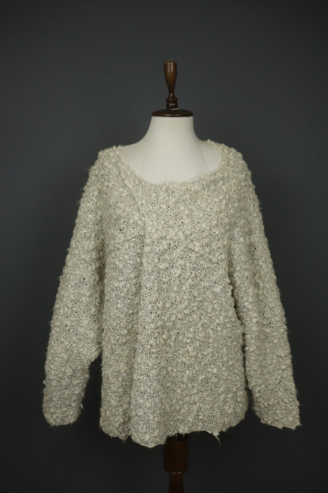 BARBARA SPEER Ivory Textured Knit Long Sleeve Round Neck Pullover Sweater M/L