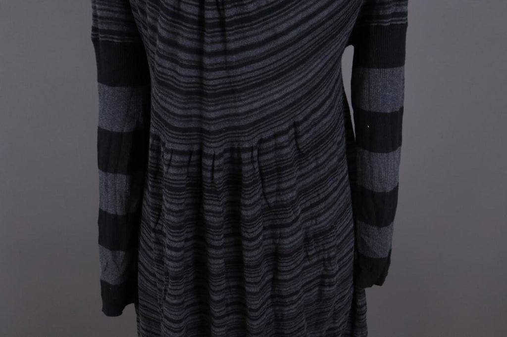 OSKA Gray Striped A-Line Cowl Neck Long Sleeve Short Dress – Size 2